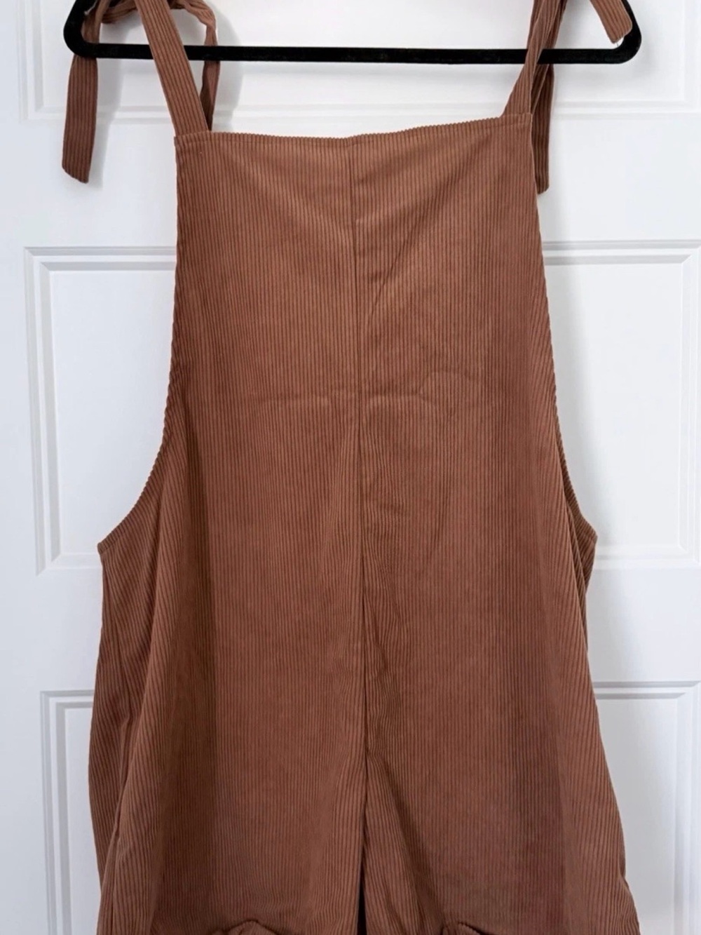 Cupshe Brown Tie-Shoulder Short Denim Overalls - Picture 3 of 5